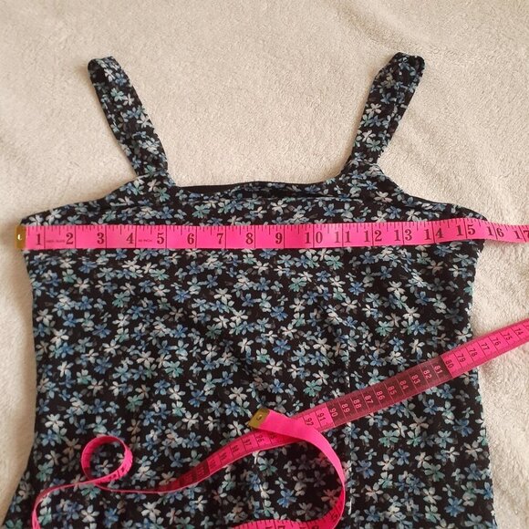 Knitworks Girl's Size XL (16) Blue Ditsy Floral Power Mesh Sleevless 90's Dress - Picture 9 of 10